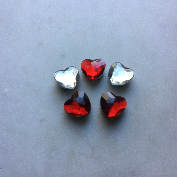 Sparkly Heart Button Covers Set of 5 - Picture 3 of 4